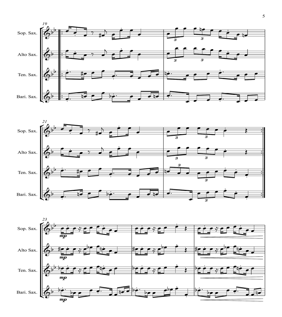 Super Mario Bros Theme Saxophone Quartet scores gallery preview page 5