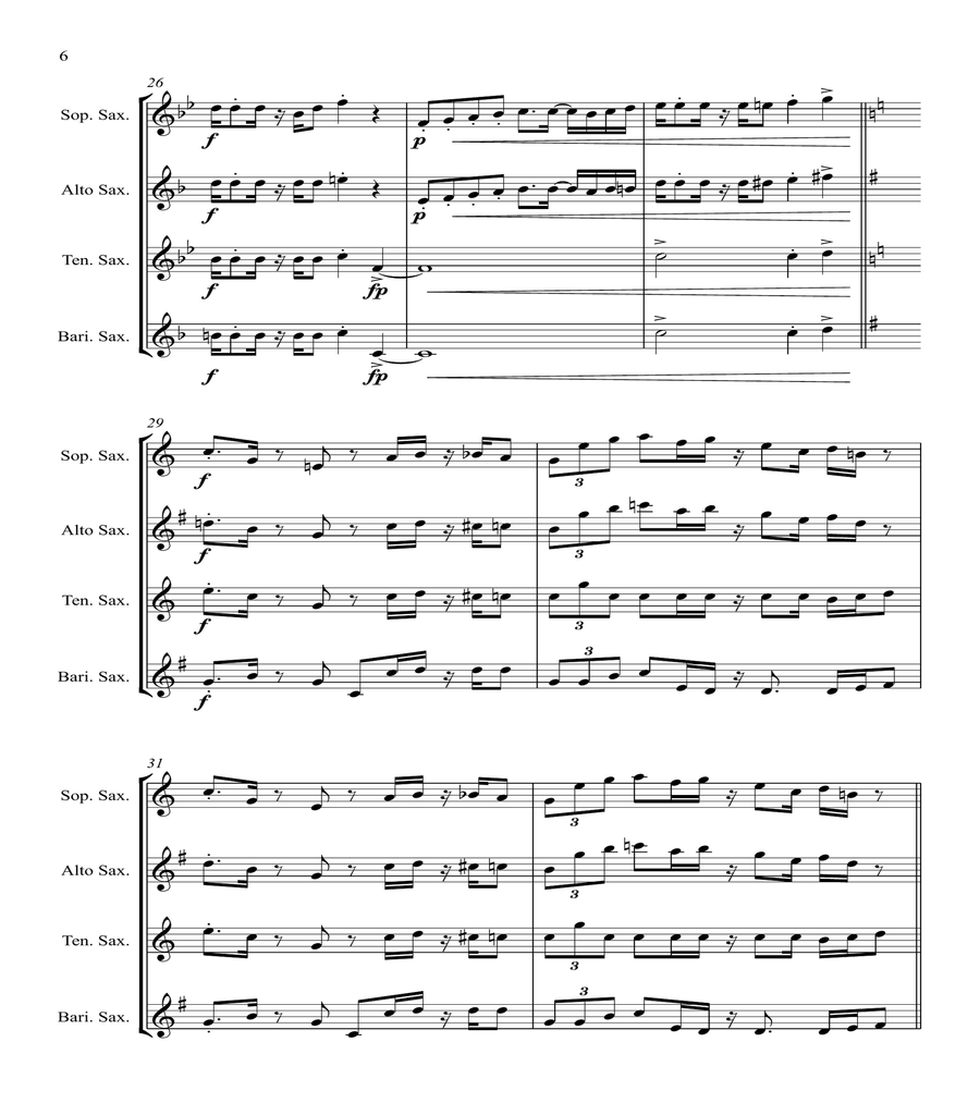 Super Mario Bros Theme Saxophone Quartet scores gallery preview page 6