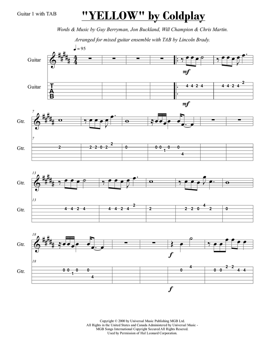 Yellow Yellow Guitar Ensemble scores gallery preview page 5