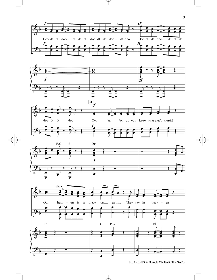 Heaven Is A Place On Earth (arr. Mark Brymer) 4-Part scores gallery preview page 2