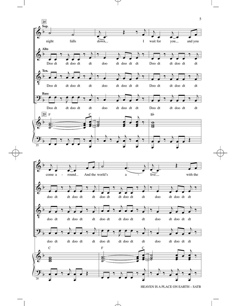 Heaven Is A Place On Earth (arr. Mark Brymer) 4-Part scores gallery preview page 4