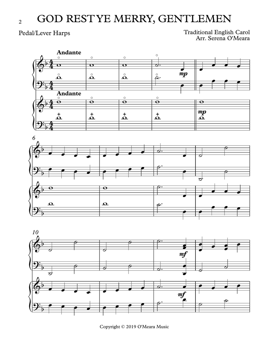 God Rest Ye Merry, Gentlemen, Harp Duet Pedal Harp scores gallery preview page 2