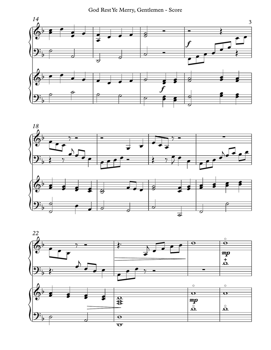 God Rest Ye Merry, Gentlemen, Harp Duet Pedal Harp scores gallery preview page 3