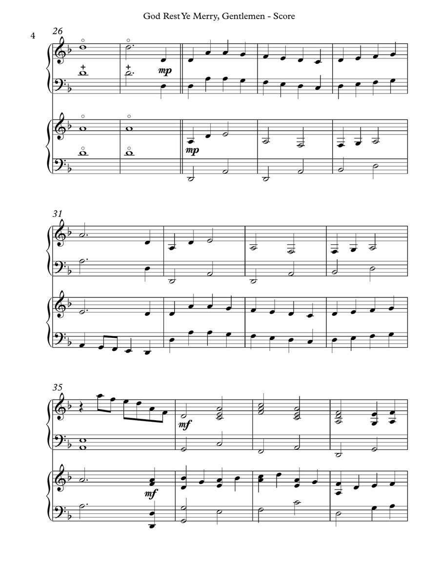 God Rest Ye Merry, Gentlemen, Harp Duet Pedal Harp scores gallery preview page 4