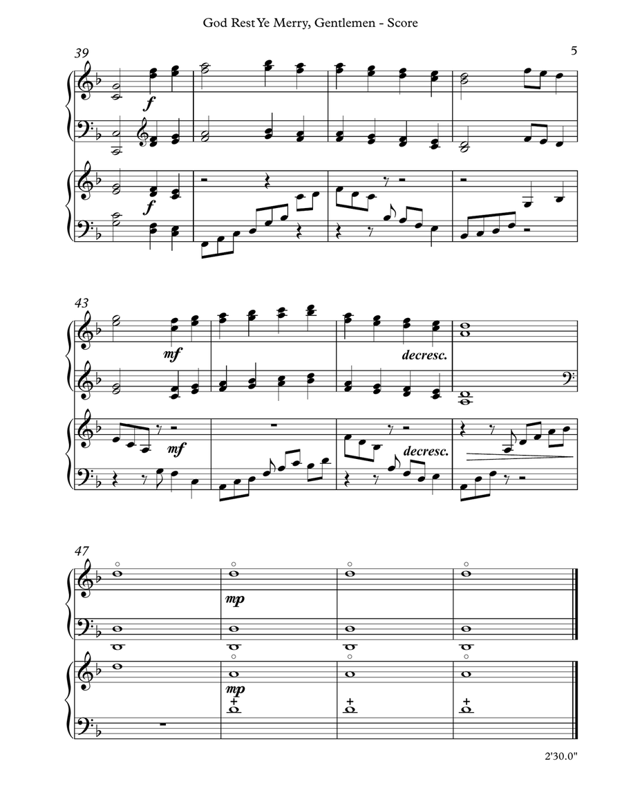 God Rest Ye Merry, Gentlemen, Harp Duet Pedal Harp scores gallery preview page 5