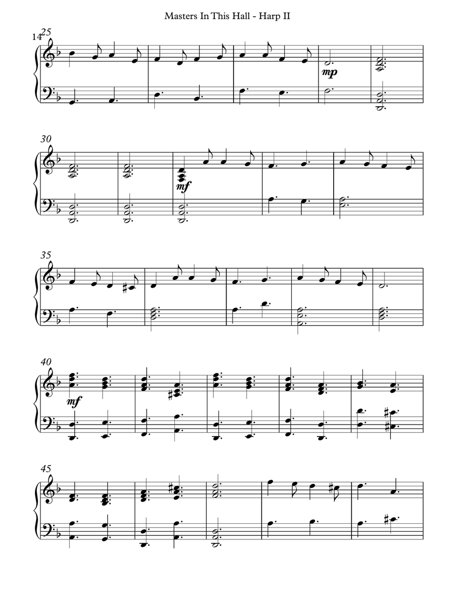 Masters in This Hall, Harp II Pedal Harp scores gallery preview page 3