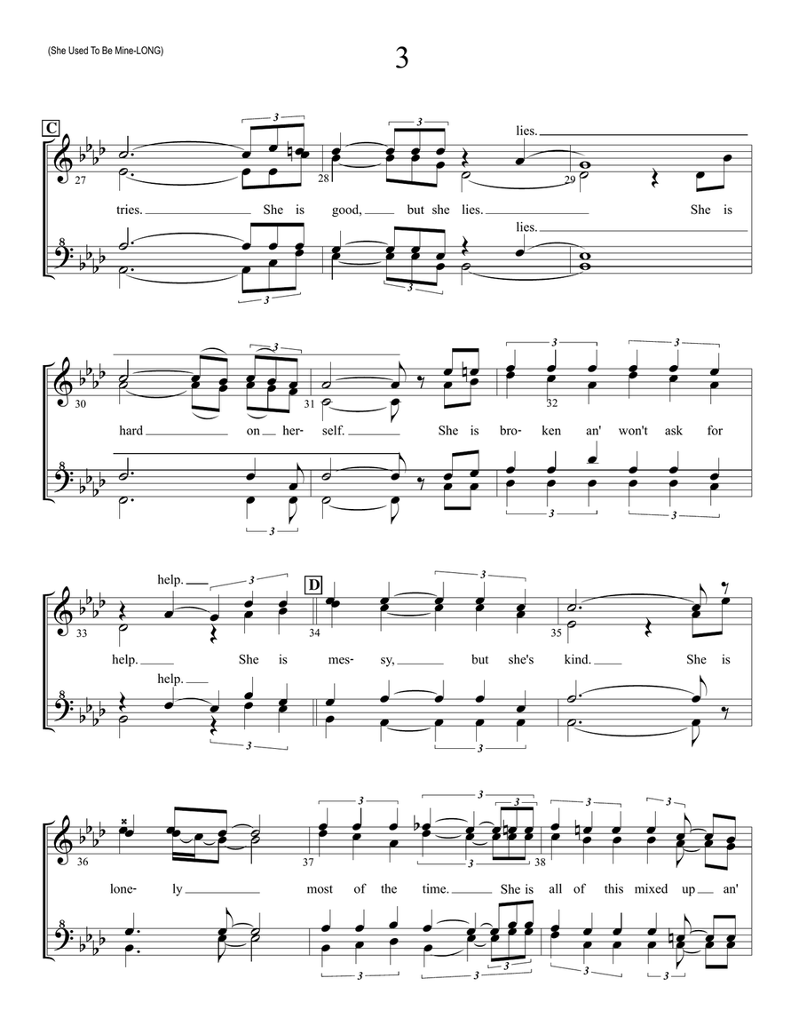 She Used To Be Mine from WAITRESS THE MUSICAL SSAA scores gallery preview page 3