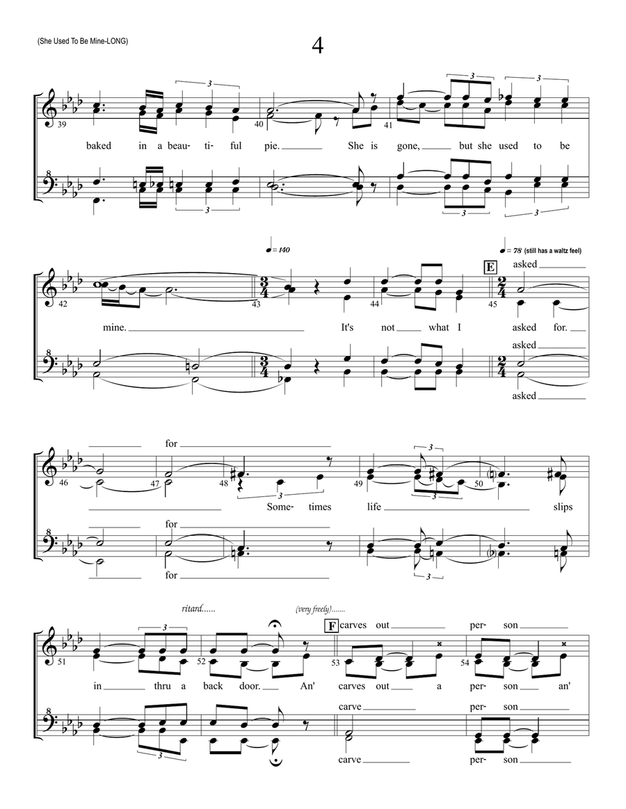 She Used To Be Mine from WAITRESS THE MUSICAL SSAA scores gallery preview page 4