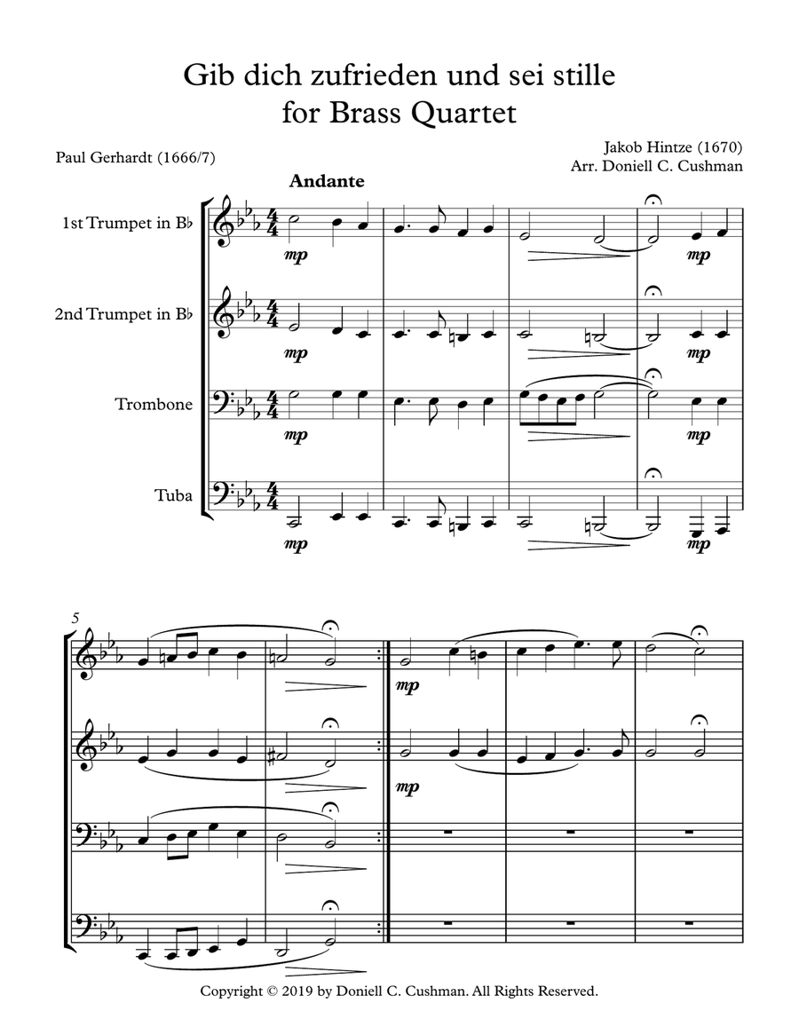 Gib dich zufrieden und Sei stille Brass Ensemble scores gallery preview page 3