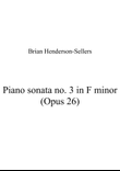 Piano sonata no 3 in F minor