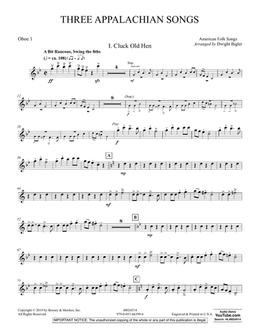 Three Appalachian Songs - Oboe 1