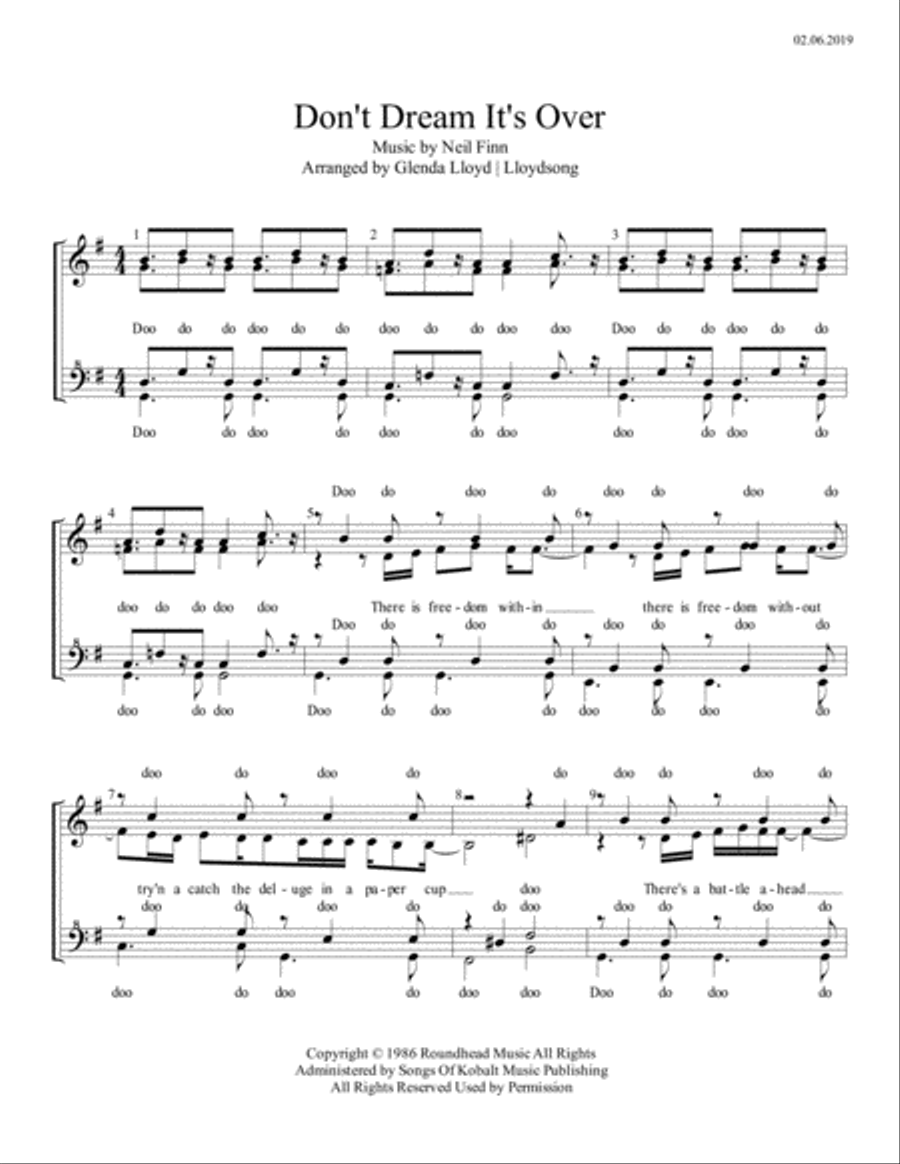 Don't Dream It's Over Choir scores gallery preview page 1