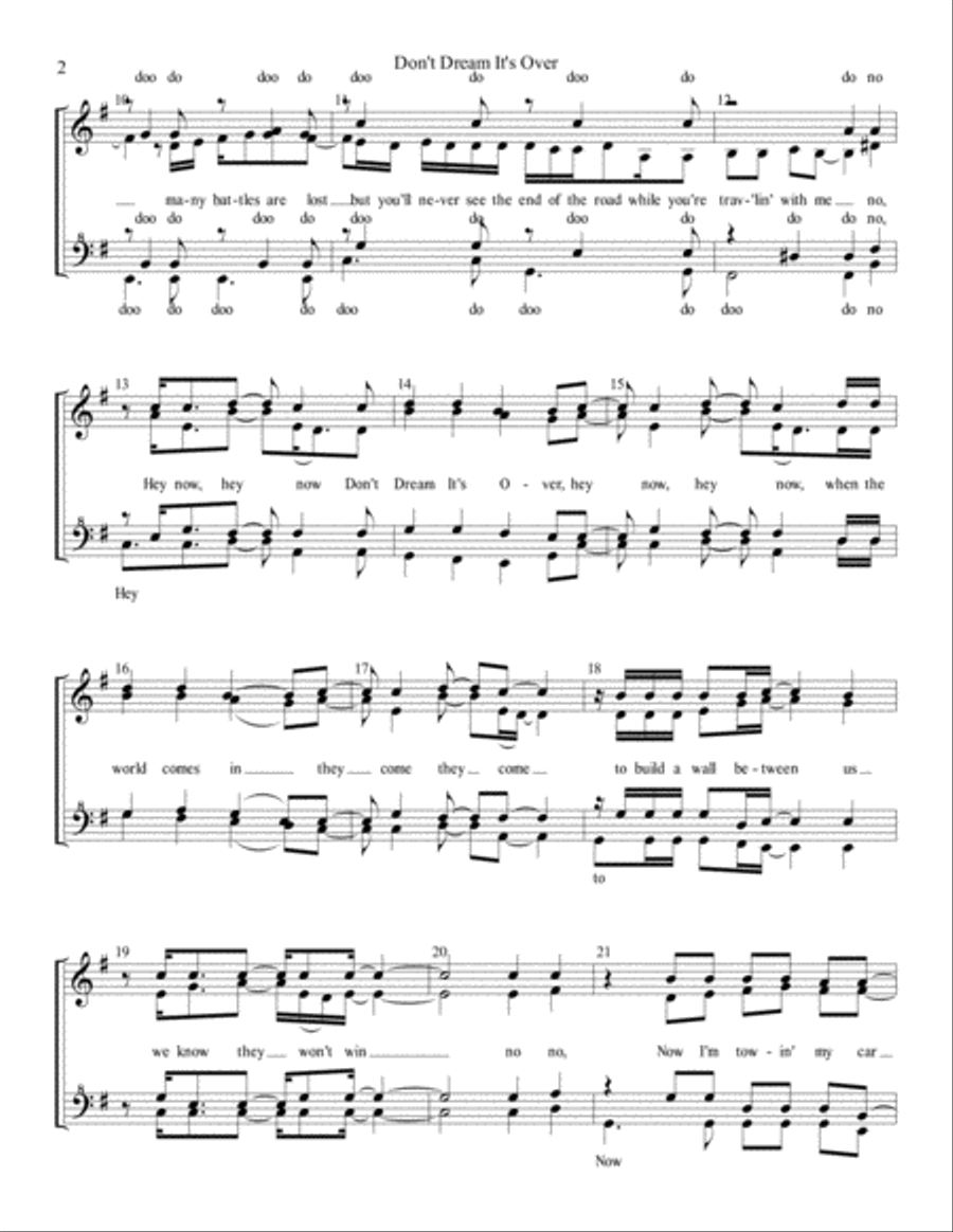 Don't Dream It's Over Choir scores gallery preview page 2
