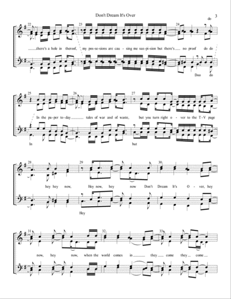 Don't Dream It's Over Choir scores gallery preview page 3