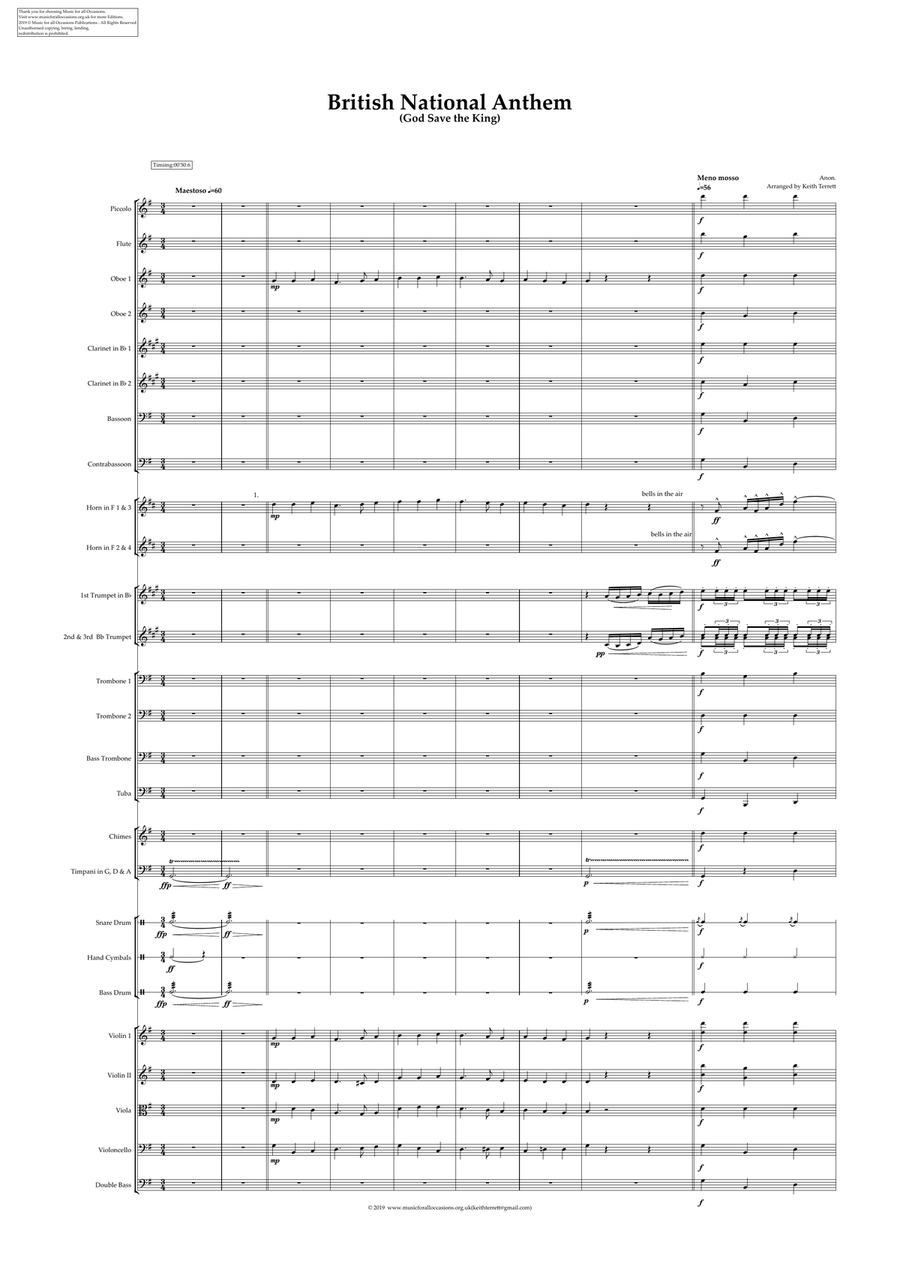 British National Anthem for Symphony Orchestra (Orchestre national d'Île-de-France Edition) Full Orchestra scores gallery preview page 2