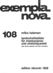 Landschaftsbilder For Mezzo Soprano And String Quartet