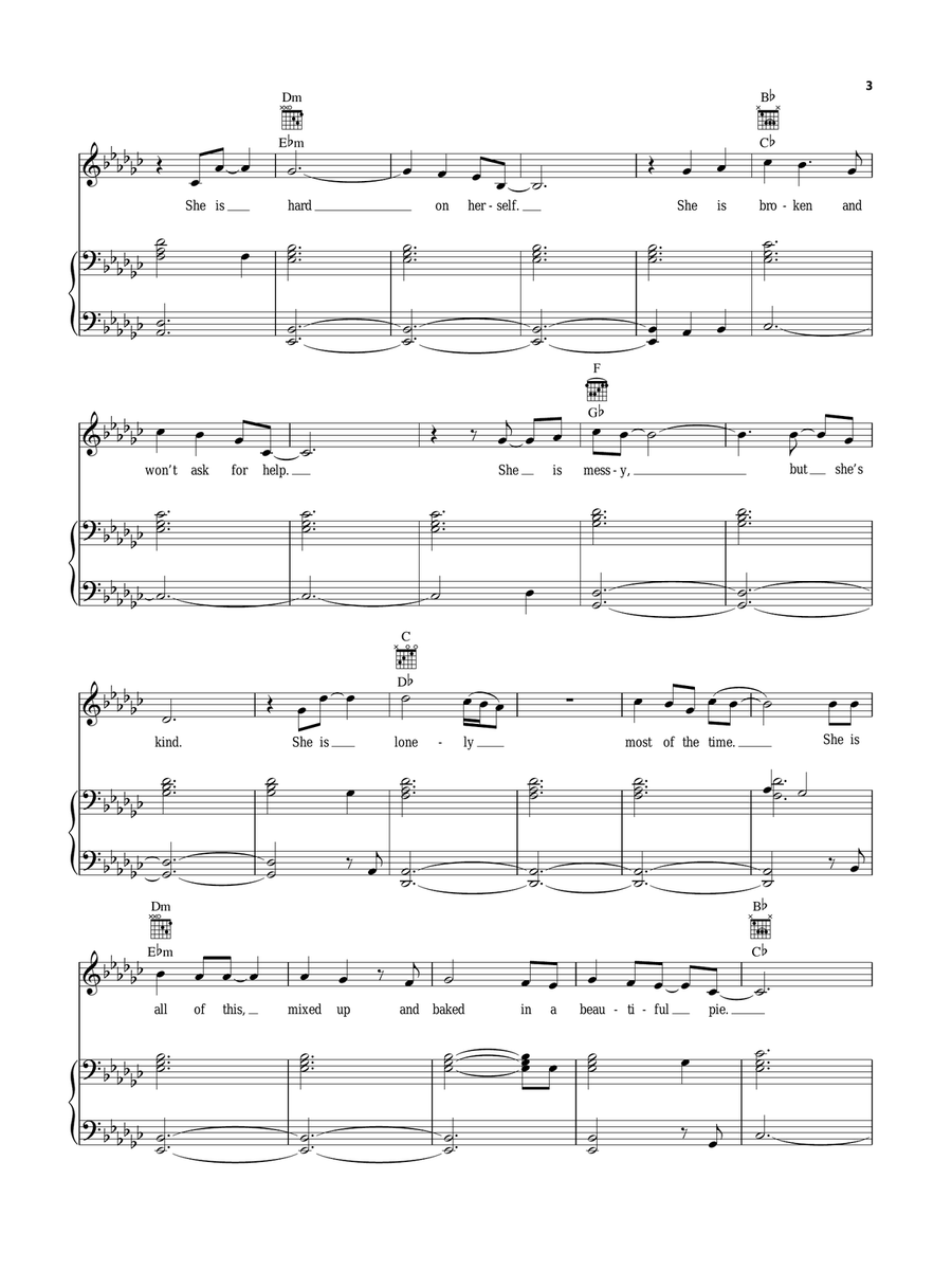 She Used To Be Mine (from Waitress the Musical) Piano, Vocal, Guitar scores gallery preview page 3