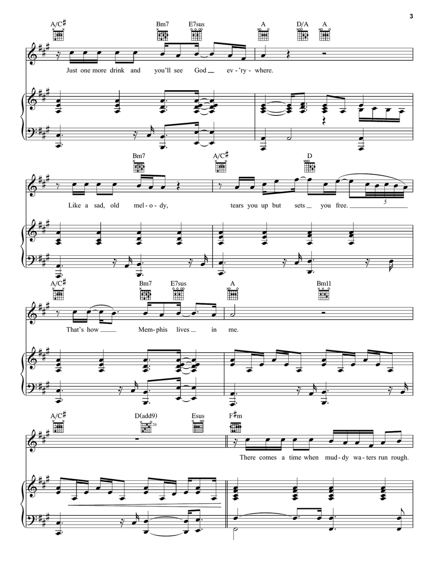 Memphis Lives In Me (from Memphis: A New Musical) Piano, Vocal, Guitar scores gallery preview page 3