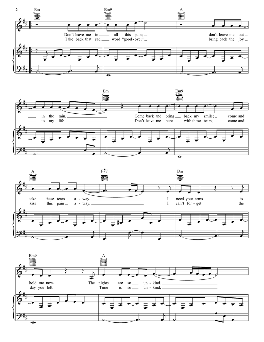 Un-break My Heart Un-break My Heart Piano, Vocal scores gallery preview page 2