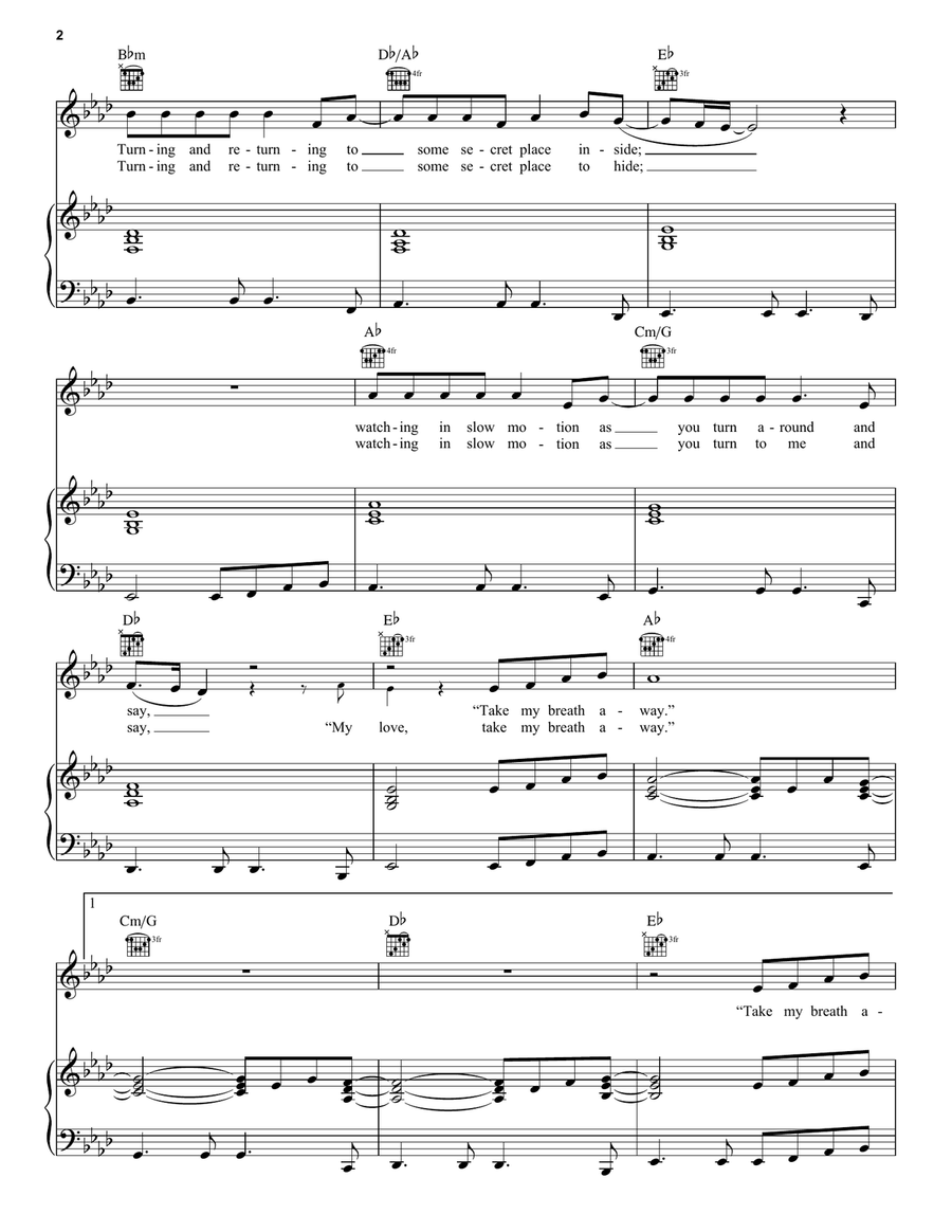 Take My Breath Away (Love Theme) (from Top Gun) Piano, Vocal scores gallery preview page 2