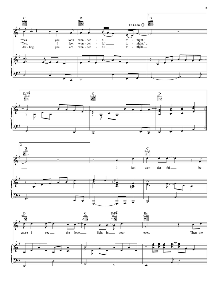 Wonderful Tonight Wonderful Tonight Piano, Vocal scores gallery preview page 3