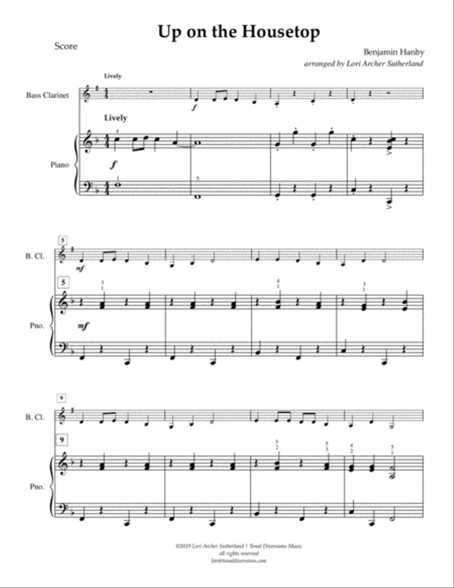 Up on the Housetop Bass Clarinet scores gallery preview page 2