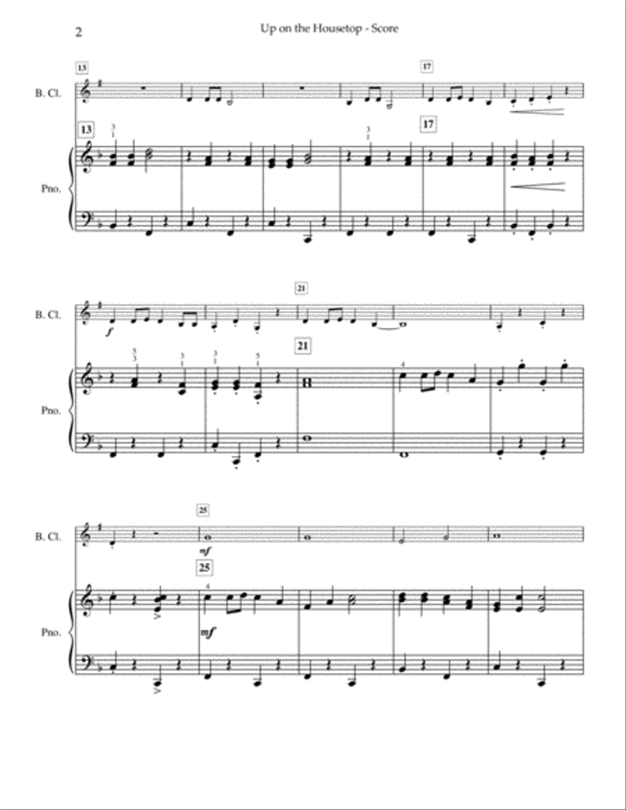 Up on the Housetop Bass Clarinet scores gallery preview page 3