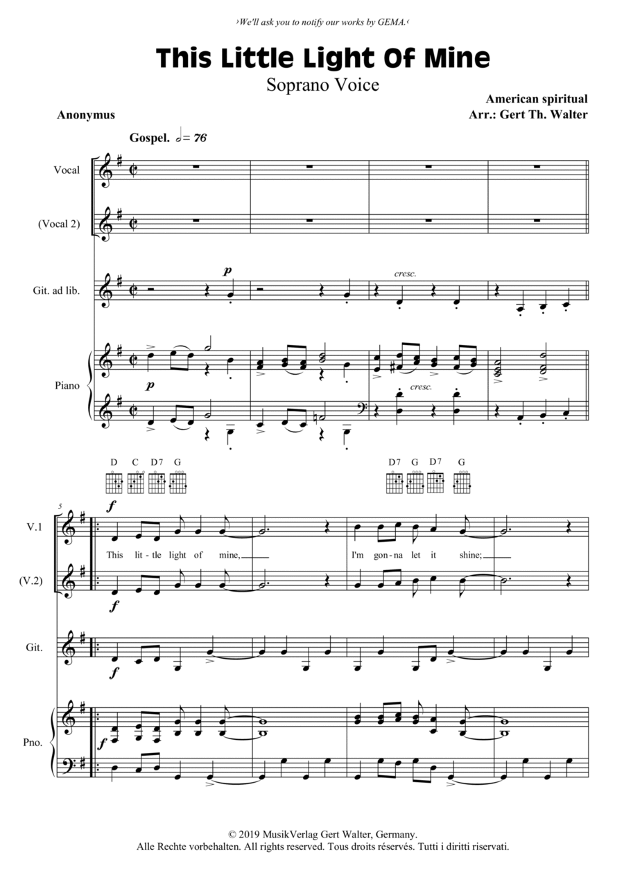 This Little Light Of Mine Voice Solo scores gallery preview page 1