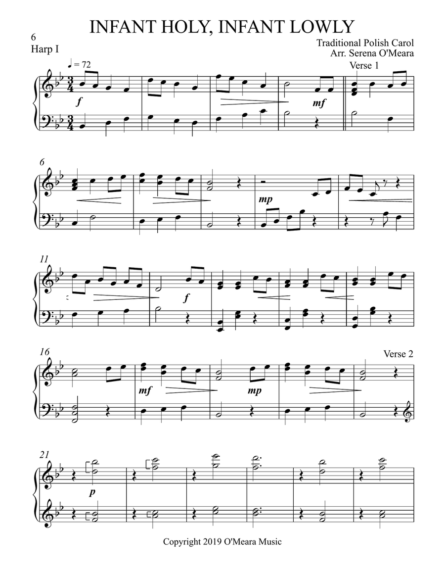 Infant Holy, Infant Lowly, Harp I Celtic Harp scores gallery preview page 2