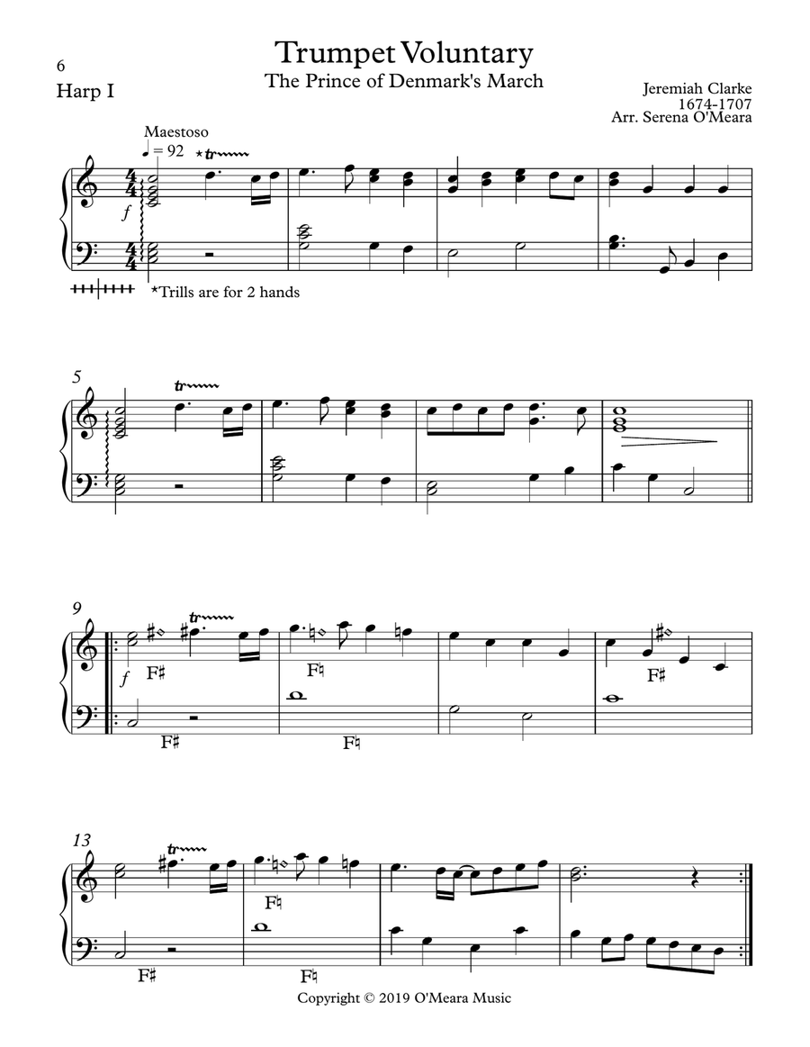 Trumpet Voluntary (The Prince of Denmark’s March), Harp I Trumpet scores gallery preview page 2