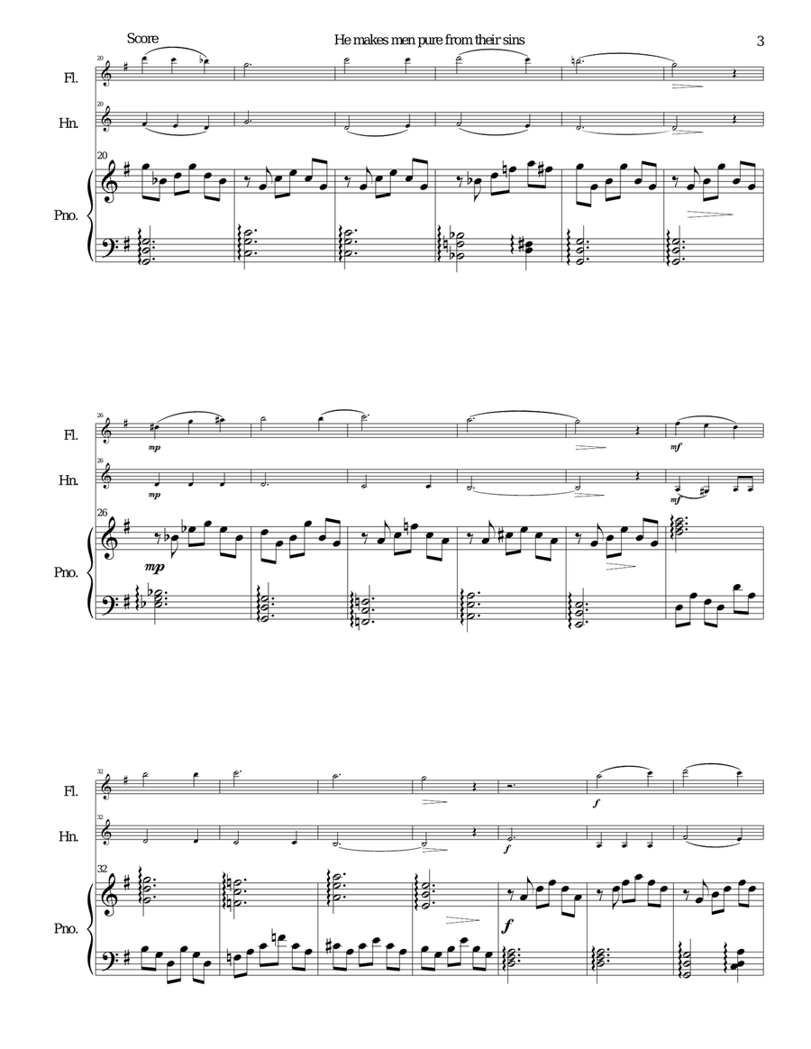 He makes men pure from their sins for flute, French horn and piano He makes men pure from their sins for flute, French horn and piano Woodwind Duet scores gallery preview page 3