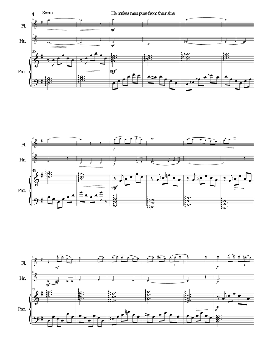 He makes men pure from their sins for flute, French horn and piano He makes men pure from their sins for flute, French horn and piano Woodwind Duet scores gallery preview page 4