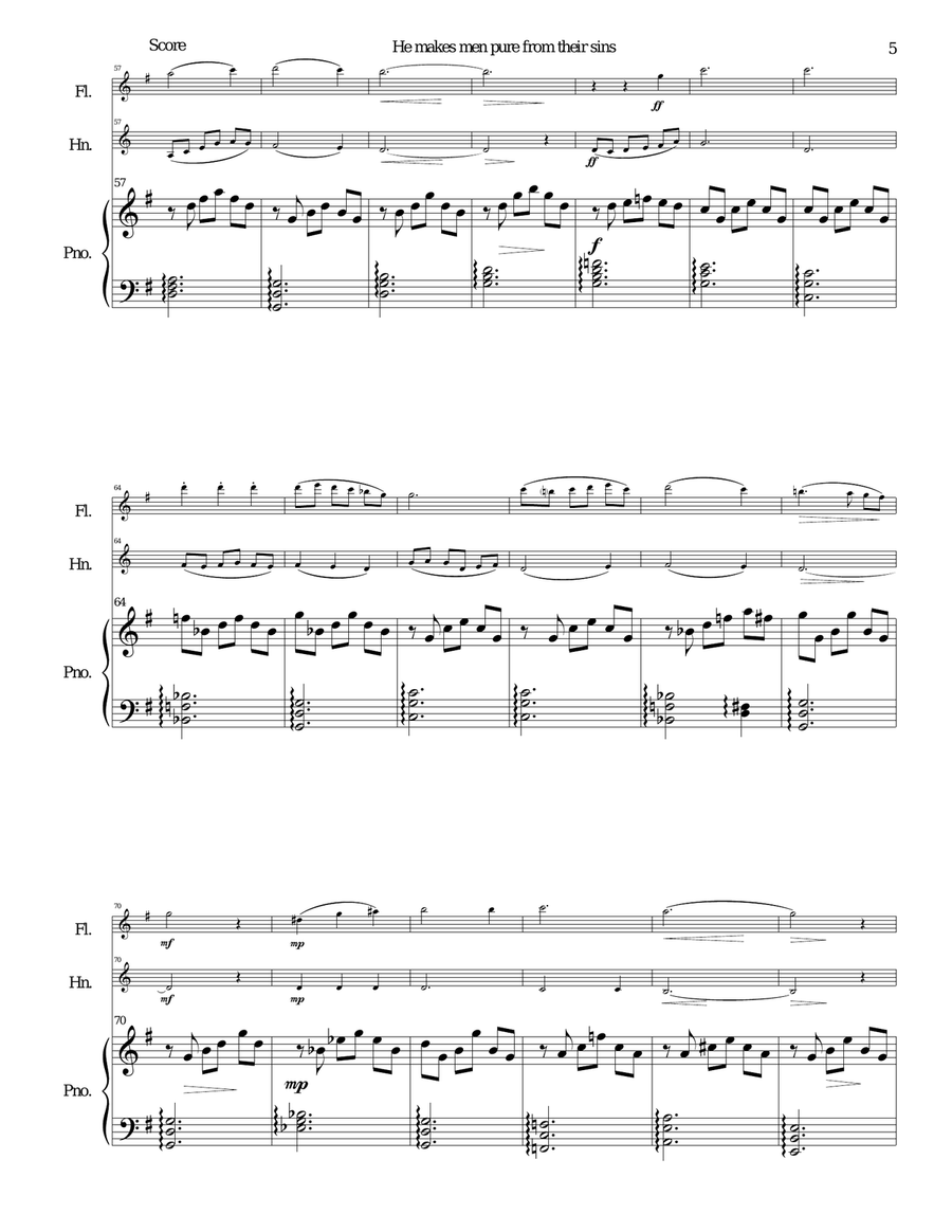 He makes men pure from their sins for flute, French horn and piano He makes men pure from their sins for flute, French horn and piano Woodwind Duet scores gallery preview page 5