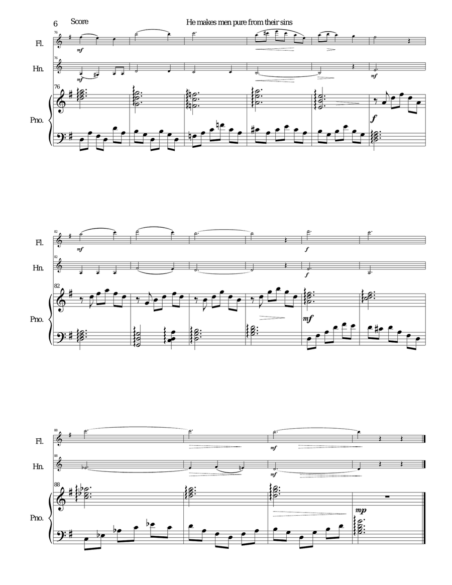 He makes men pure from their sins for flute, French horn and piano He makes men pure from their sins for flute, French horn and piano Woodwind Duet scores gallery preview page 6