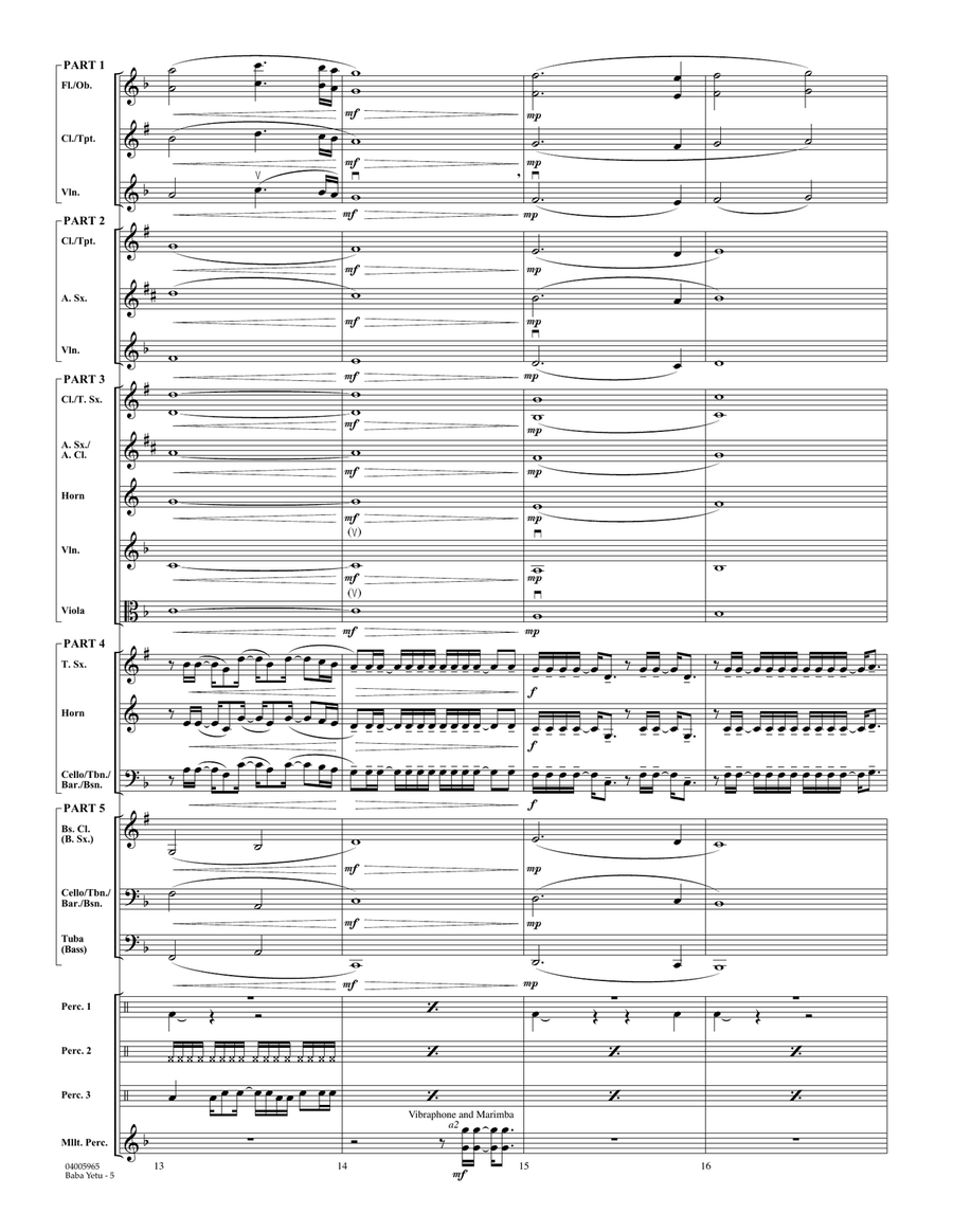 Baba Yetu (from Civilization IV) (arr. Johnnie Vinson) - Conductor Score (Full Score) Concert Band scores gallery preview page 5