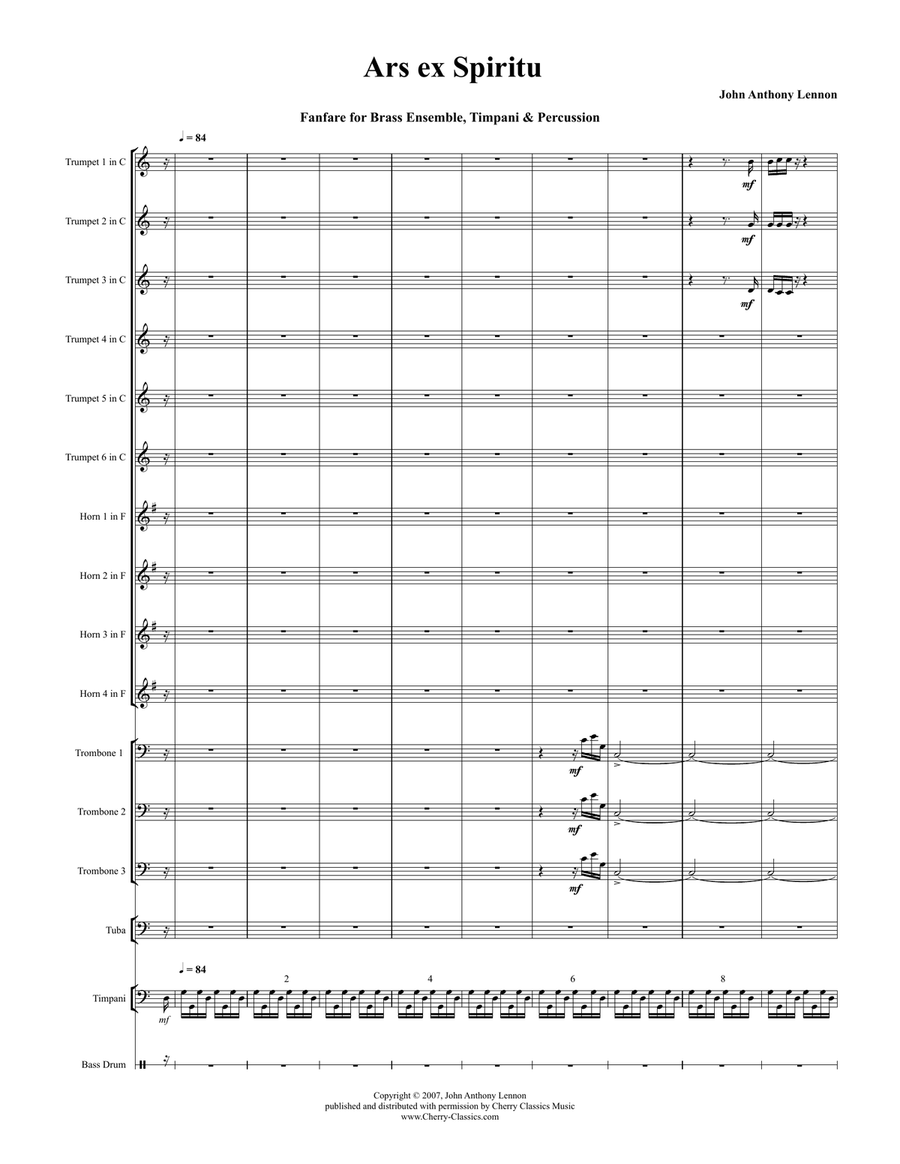 Ars ex Spiritu for Large Brass Ensemble and percussion Small Ensemble scores gallery preview page 3