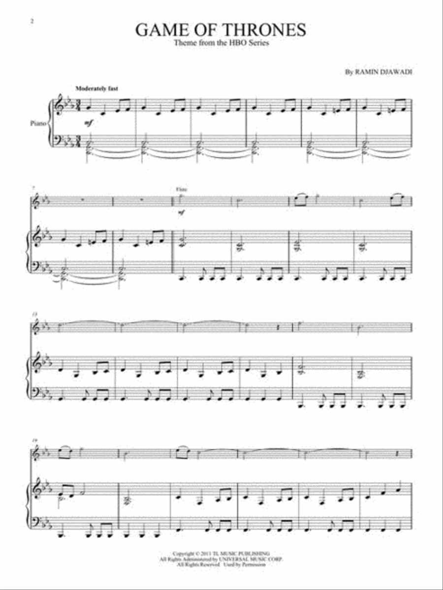 Game of Thrones for Flute and Piano Flute Solo scores gallery preview page 3