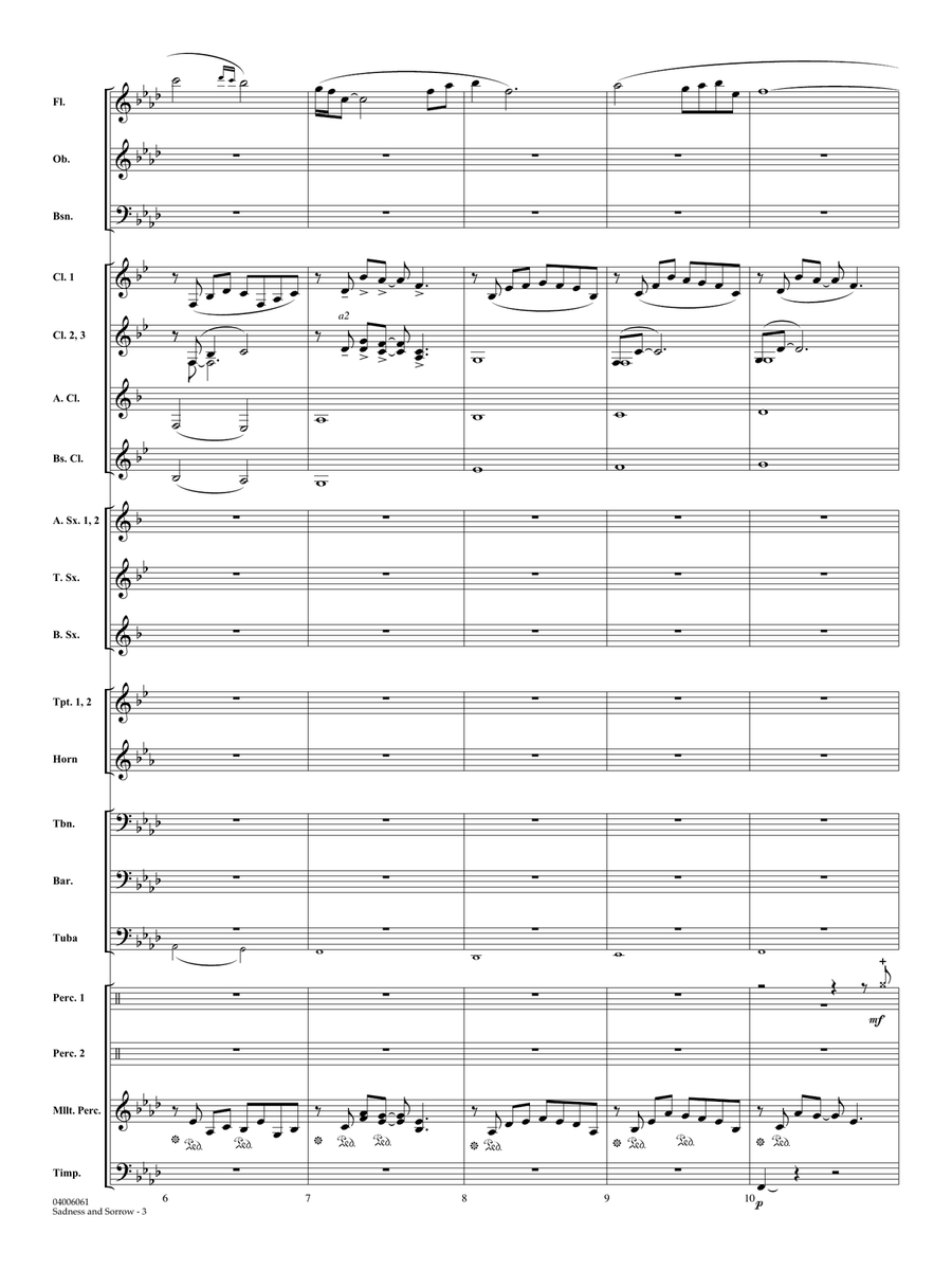Sadness and Sorrow (from Naruto) (arr. Michael Brown) - Conductor Score (Full Score) Concert Band scores gallery preview page 3