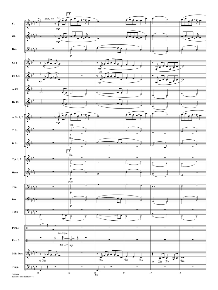 Sadness and Sorrow (from Naruto) (arr. Michael Brown) - Conductor Score (Full Score) Concert Band scores gallery preview page 4