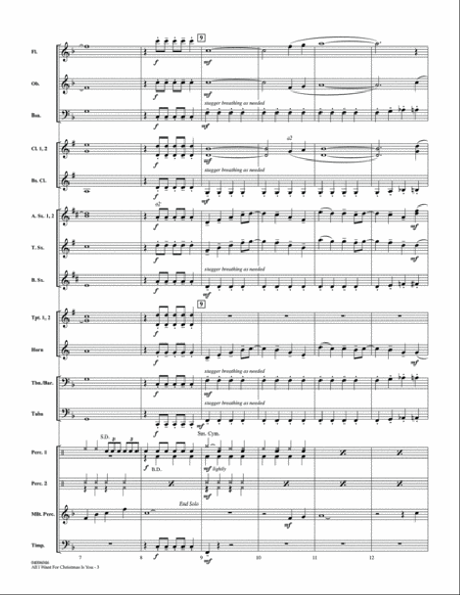 All I Want For Christmas Is You (arr. Johnnie Vinson) - Conductor Score (Full Score) Concert Band scores gallery preview page 3