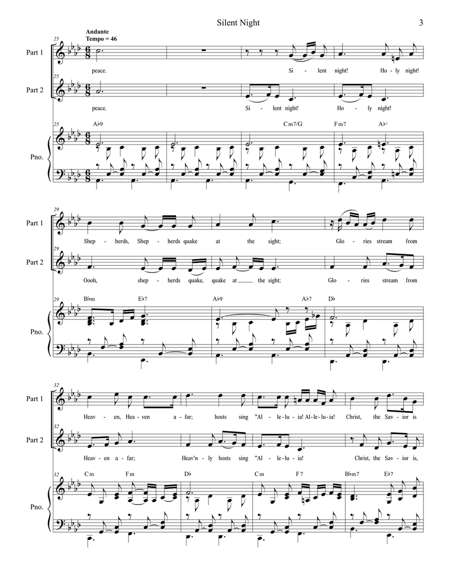 Silent Night (2-part choir) 2-Part scores gallery preview page 3