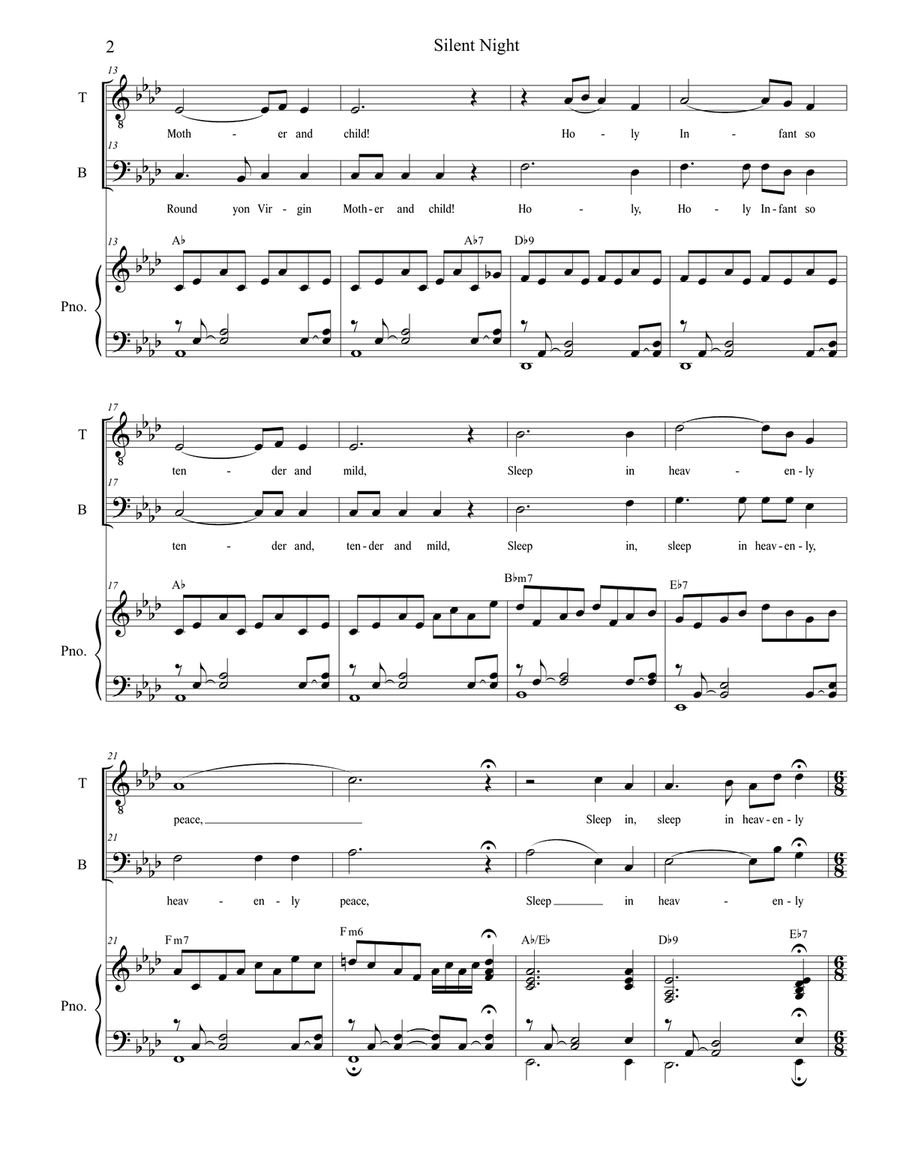 Silent Night (2-part choir - (TB) TB scores gallery preview page 2