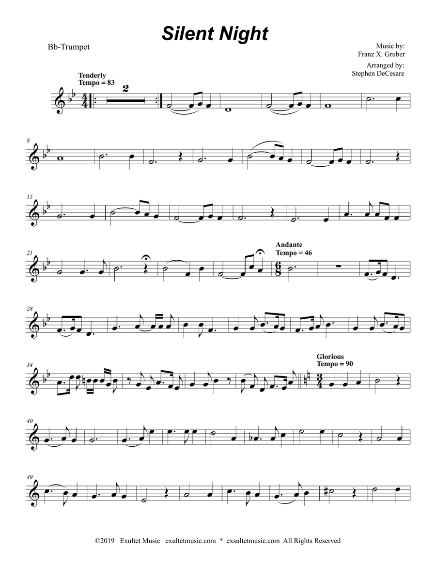 Silent Night (Duet for Bb-Trumpet and French Horn) Silent Night (Duet for Bb-Trumpet and French Horn) Brass Duet scores gallery preview page 5