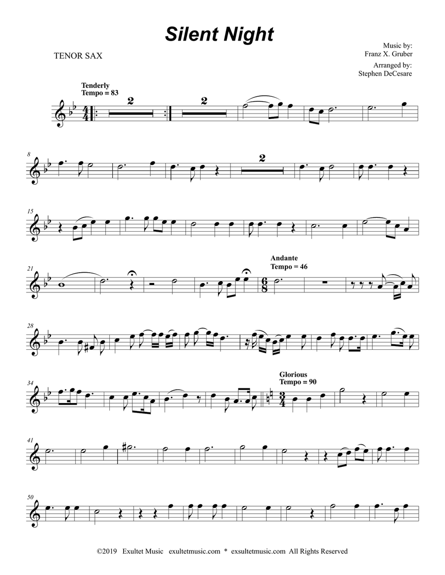 Silent Night (Duet for Soprano and Tenor Saxophone) Woodwind Duet scores gallery preview page 5