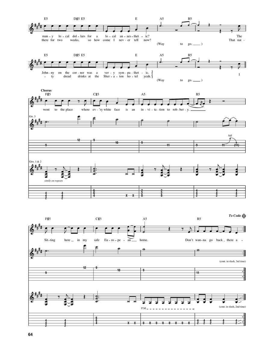 Safe European Home Safe European Home Electric Guitar scores gallery preview page 2