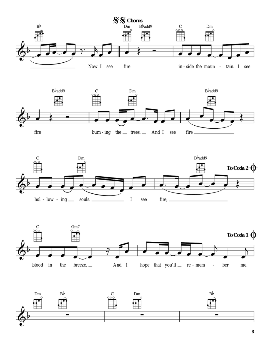 I See Fire (from The Hobbit) Ukulele scores gallery preview page 3