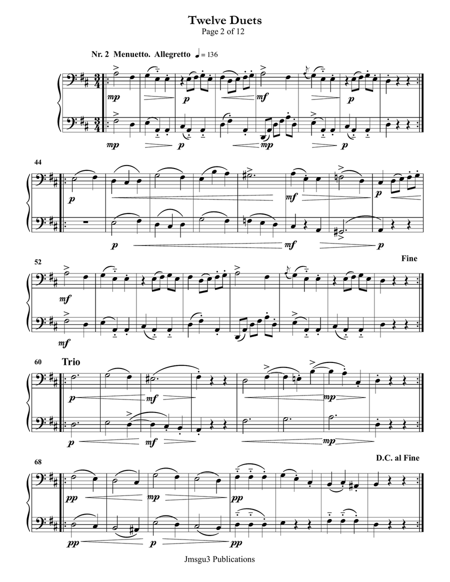 Mozart: Twelve Duets K. 487 for Cello Duo String Orchestra scores gallery preview page 2