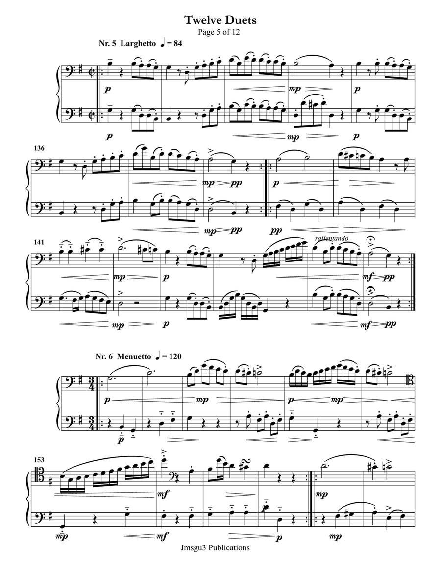 Mozart: Twelve Duets K. 487 for Cello Duo String Orchestra scores gallery preview page 5