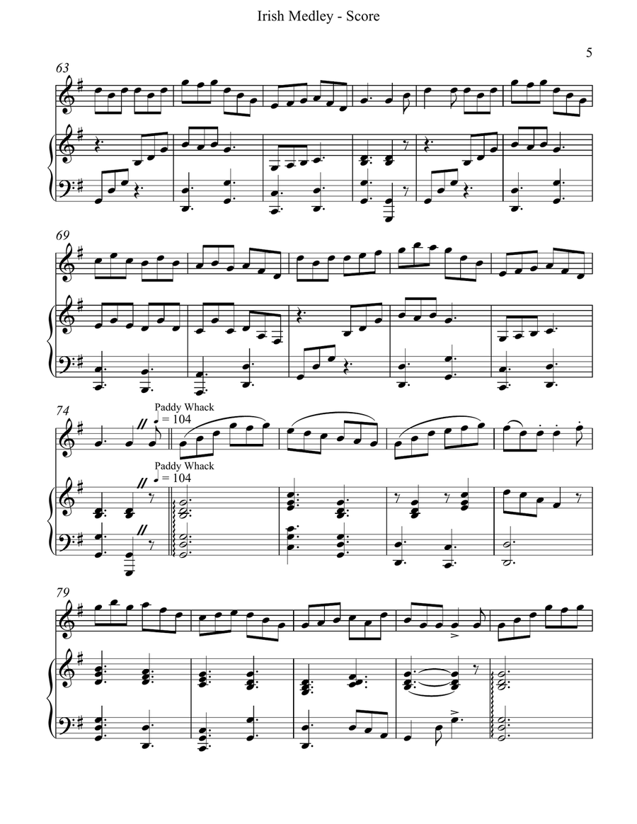 Irish Medley, Duet for Violin & Pedal harp String Duet scores gallery preview page 5