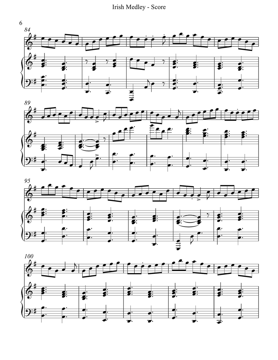 Irish Medley, Duet for Violin & Pedal harp String Duet scores gallery preview page 6